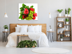 Glasdekor Obraz skleněný čtvercový kytice červených růží a listí - Rozměry-čtverec: 65 x 65 cm