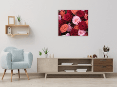 Glasdekor Obraz skleněný čtvercový detail květů červených a růžových růží - Rozměry-čtverec: 70 x 70 cm