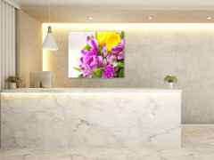 Glasdekor Obraz skleněný čtvercový kytice krásných květů - Rozměry-čtverec: 70 x 70 cm
