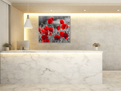 Glasdekor Obraz skleněný čtvercový červené květy vlčího máku na šedém - Rozměry-čtverec: 60 x 60 cm