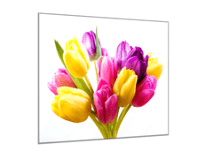 Glasdekor Obraz skleněný čtvercový kytice barevných tulipánů - Rozměry-čtverec: 70 x 70 cm