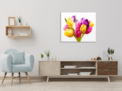 Glasdekor Obraz skleněný čtvercový kytice barevných tulipánů - Rozměry-čtverec: 70 x 70 cm