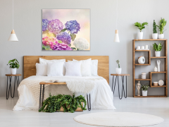 Glasdekor Obraz na stěnu malované květy barevné hortenzie - Rozměry-čtverec: 70 x 70 cm
