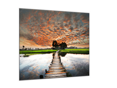 Glasdekor Obraz skleněný řeka v západu slunce - Rozměry-čtverec: 60 x 60 cm