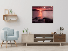 Glasdekor Obraz skleněný západ slunce nad jezerem - Rozměry-čtverec: 70 x 70 cm
