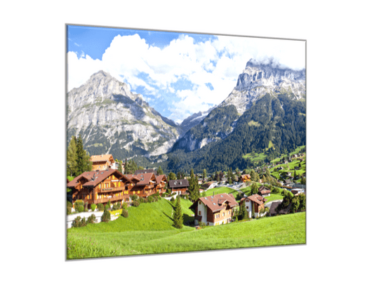 Glasdekor Obraz skleněný vesnice v horách