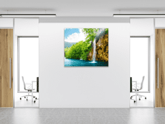 Glasdekor Obraz skleněný vodopád u jezera - Rozměry-čtverec: 70 x 70 cm