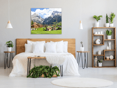 Glasdekor Obraz skleněný vesnice v horách - Rozměry-čtverec: 90 x 90 cm