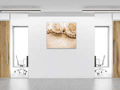 Glasdekor Obraz skleněný perly a květy růží - Rozměry-čtverec: 40 x 40 cm