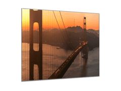 Glasdekor Skleněný obraz čtvercový most Zlatá brána a východ slunce - Rozměry-čtverec: 50 x 50 cm