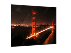 Glasdekor Skleněný obraz čtvercový noční most Zlatá brána - Rozměry-čtverec: 70 x 70 cm