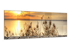 Glasdekor Obraz skleněný západ slunce nad jezerem - Rozměry-obdélník: 50 x 100 cm