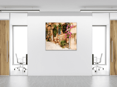 Glasdekor Skleněný obraz čtvercový květiny na zdi domu - Rozměry-čtverec: 80 x 80 cm