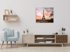 Glasdekor Skleněný obraz na stěnu Eiffelová věž a západ slunce - Rozměry-čtverec: 40 x 40 cm