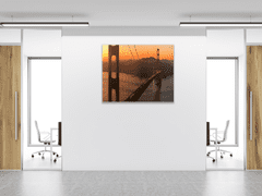 Glasdekor Skleněný obraz čtvercový most Zlatá brána a východ slunce - Rozměry-čtverec: 50 x 50 cm