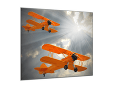 Glasdekor Skleněný obraz staré letadlo dvouplošník - Rozměry-čtverec: 50 x 50 cm