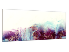 Glasdekor Obraz skleněný abstrakt bordo a modrý, smetanový podklad - Rozměry-obdélník: 52 x 60 cm