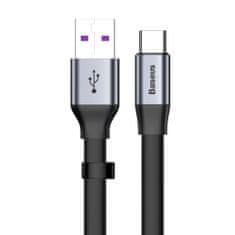 shumee Jednoduchý plochý kabel USB-C 5A 40W Quick Charge 3.0 QC 3.0 23cm šedý