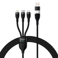 Greatstore Kabel 4v1 USB+USB-C na USB-C / iPhone Lightning / micro USB 1,2 m - černý