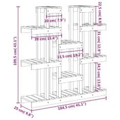 Petromila Stojan na rostliny šedý 104,5x25x109,5 cm masivní borové dřevo