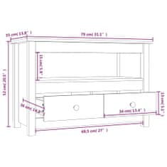 Vidaxl TV skříňka šedá 79x35x52 cm masivní borové dřevo