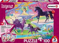 Schmidt  Puzzle Schleich: Elfí víla s rodinou jednorožců 100 dílků + figurka Schleich