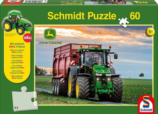 Schmidt  Puzzle John Deere Traktor 8370R 60 dílků + model SIKU