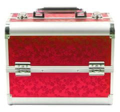 Kosmetický kufr - červený se vzorem