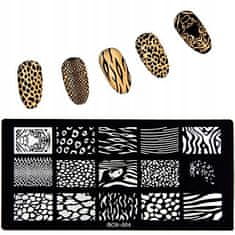 TOJATO Razítkovací deska, vzory na nehty, nail art, Zvířecí motiv, Zebra, Panter, BCN-004