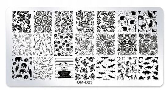 TOJATO Razítkovací deska, vzory na nehty, nail art, Květiny, OM-D23