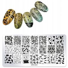 TOJATO Razítkovací deska, vzory na nehty, nail art, Květiny, OM-D23