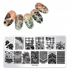 TOJATO Razítkovací deska, vzory na nehty, nail art, Květiny, síťka, OM-D06