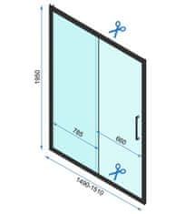 BPS-koupelny Jednokřídlé posuvné sprchové dveře REA RAPID SLIDE pro instalaci do niky 150 cm, zlaté