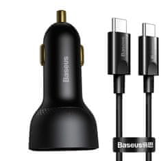 shumee Superme USB rychlá nabíječka do auta USB-C PPS QC PD + 1m černý kabel