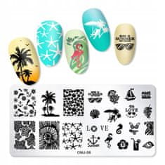 TOJATO Razítkovací deska, vzory na nehty, nail art, Pláž, Léto, OMJ-06