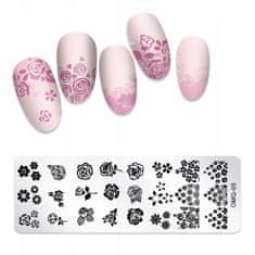 TOJATO Razítkovací deska, vzory na nehty, nail art, Květiny, Růže, OMQ-05