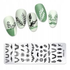 TOJATO Razítkovací deska, vzory na nehty, nail art, Listy, OMQ-08