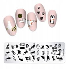 TOJATO Razítkovací deska, vzory na nehty, nail art, Kočka, OMQ-11