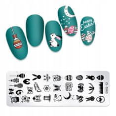 TOJATO Razítkovací deska, vzory na nehty, nail art, Velikonoce, Zajíček, OMQ-12
