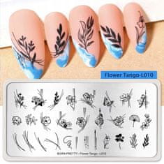 TOJATO Razítkovací deska, vzory na nehty, nail art, Květiny, Born Pretty - Flower Tango - L010