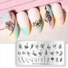 TOJATO Razítkovací deska, vzory na nehty, nail art, Květiny, Born Pretty - Flower Tango - L010