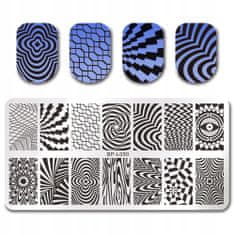 TOJATO Razítkovací deska, vzory na nehty, nail art, Optická iluze, šachovnice, Born Pretty - L050