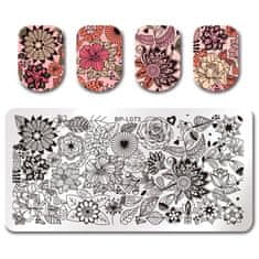 TOJATO Razítkovací deska, vzory na nehty, nail art, Květiny, Born Pretty - L073