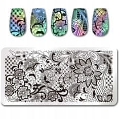 TOJATO Razítkovací deska, vzory na nehty, nail art, Krajka, květiny, Born Pretty - L074