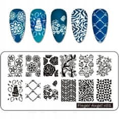 TOJATO Razítkovací deska, vzory na nehty, nail art, Květiny, Finger Angel - V01