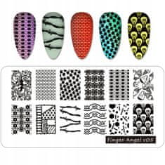 TOJATO Razítkovací deska, vzory na nehty, nail art, Cihličky, Finger Angel - V05