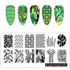 TOJATO Razítkovací deska, vzory na nehty, nail art, Bambus, Finger Angel - V08