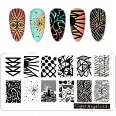 TOJATO Razítkovací deska, vzory na nehty, nail art, Mozaika, Geometrie, Finger Angel - V11