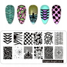 TOJATO Razítkovací deska, vzory na nehty, nail art, Mozaika, Geometrie, Finger Angel - V11