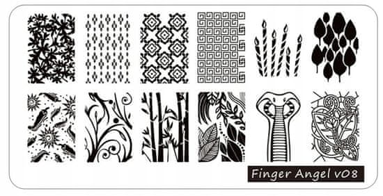 TOJATO Razítkovací deska, vzory na nehty, nail art, Bambus, Finger Angel - V08